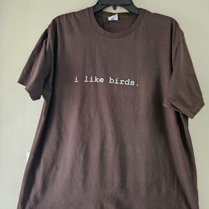 Port & Company "I Like Birds" Brown Graphic Tee - Size Xlarge